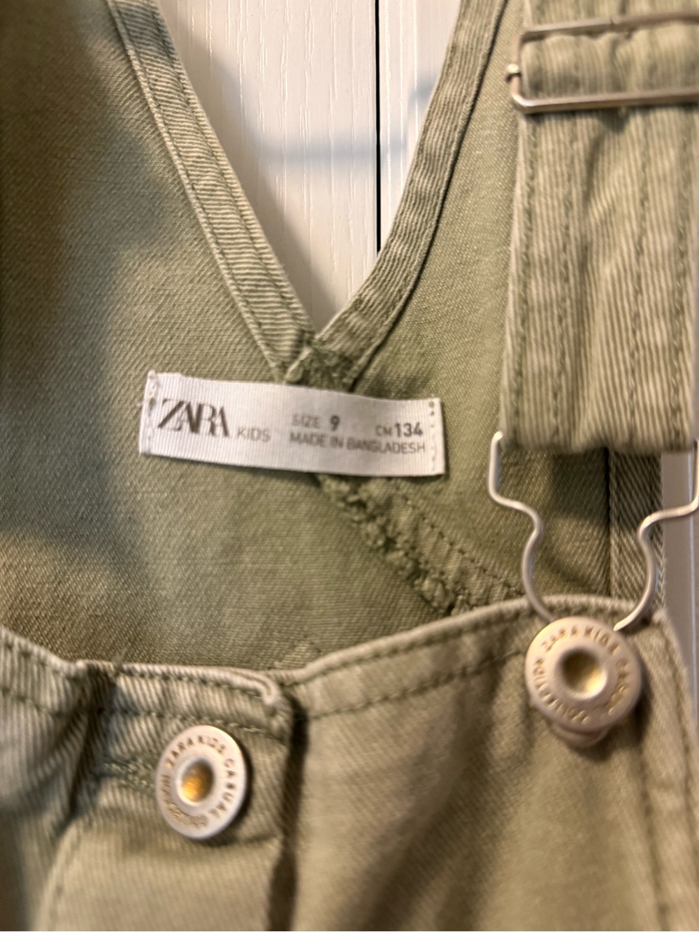 ZARA Kids Olive Cargo Overall Dress